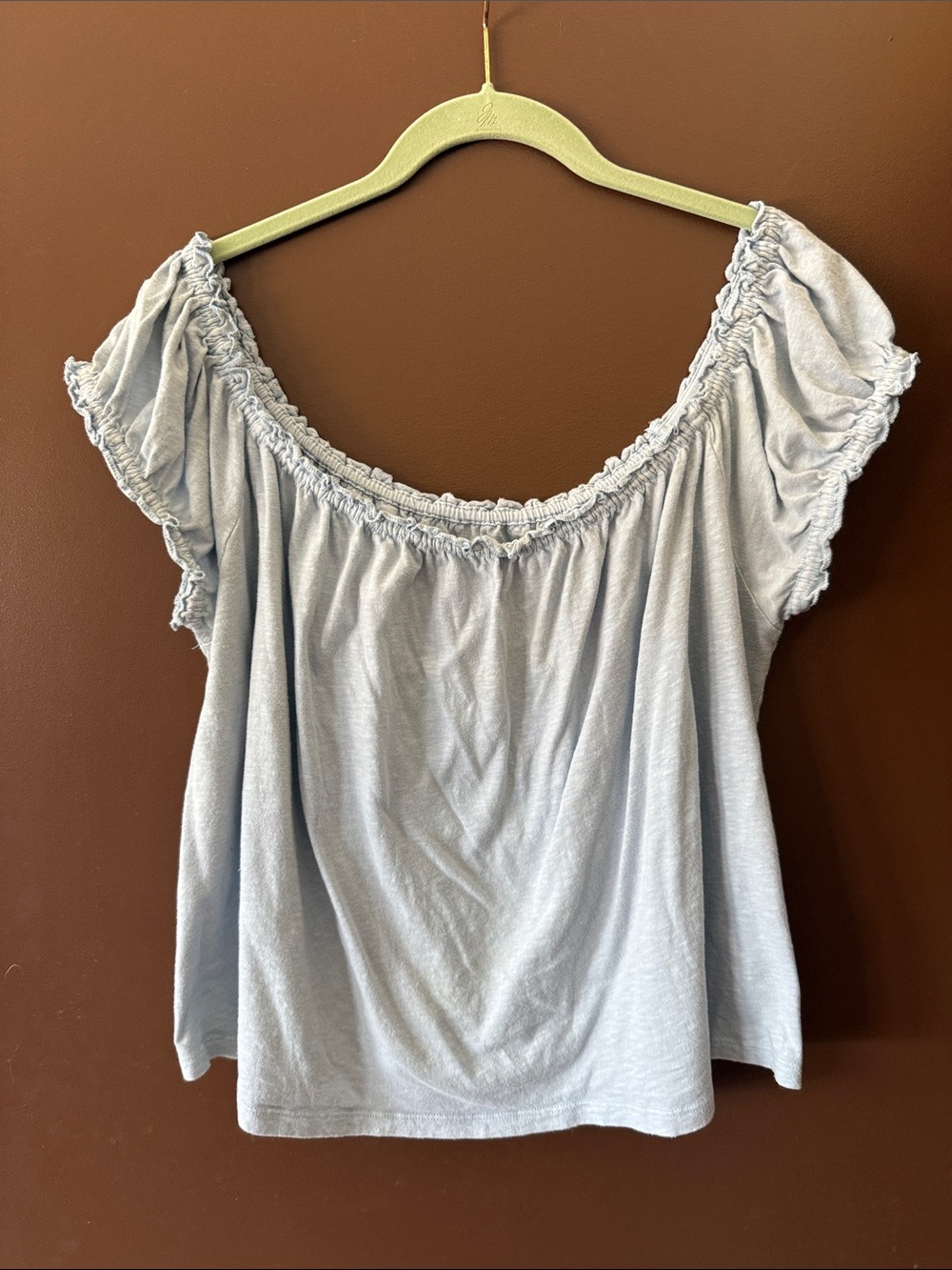 NWOT American Eagle Light Blue 100% Cotton Off-Shoulder Top